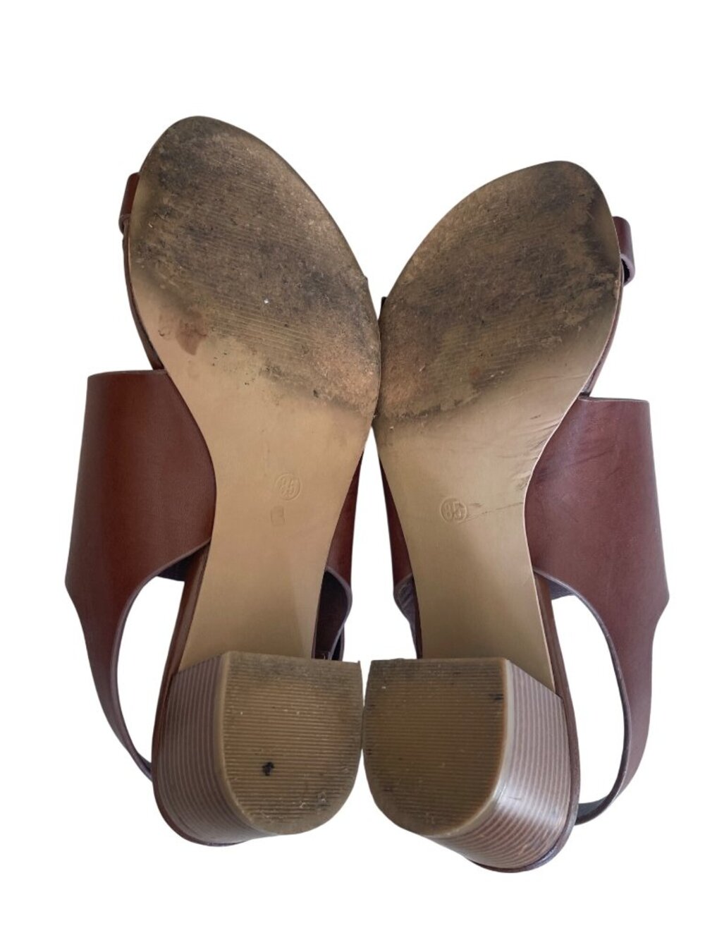 LOFT Brown Faux Leather Block Heel Sandals With Adjustable Strap Womens 8.5 - Picture 8 of 11